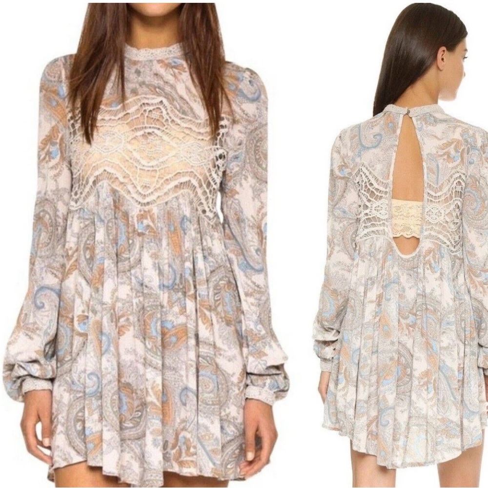 Free People | Sweet Thing Slip Tea Tunic Dress Boho Gypsy Vibes Size S‎